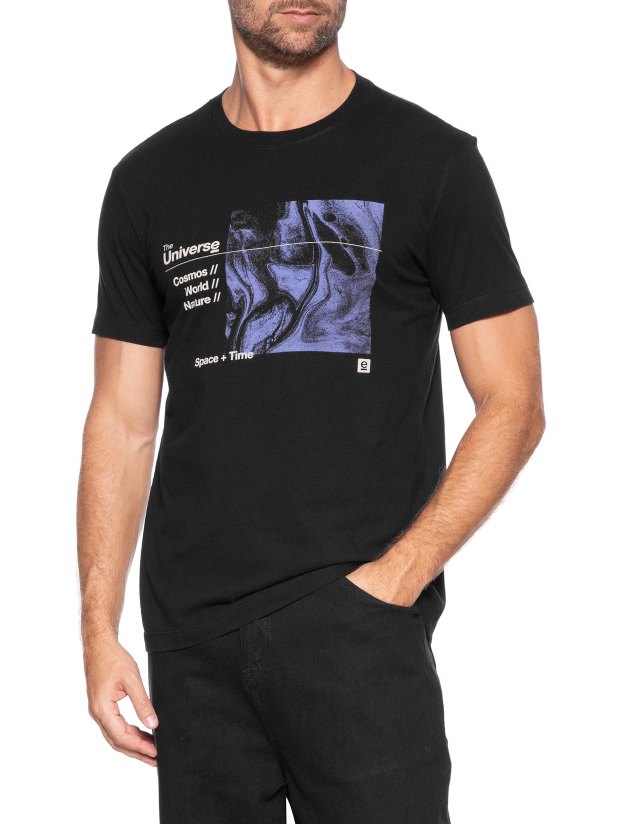 Camiseta Masculina Manga Curta Gola Careca Vintage Universe Preto Osklen
