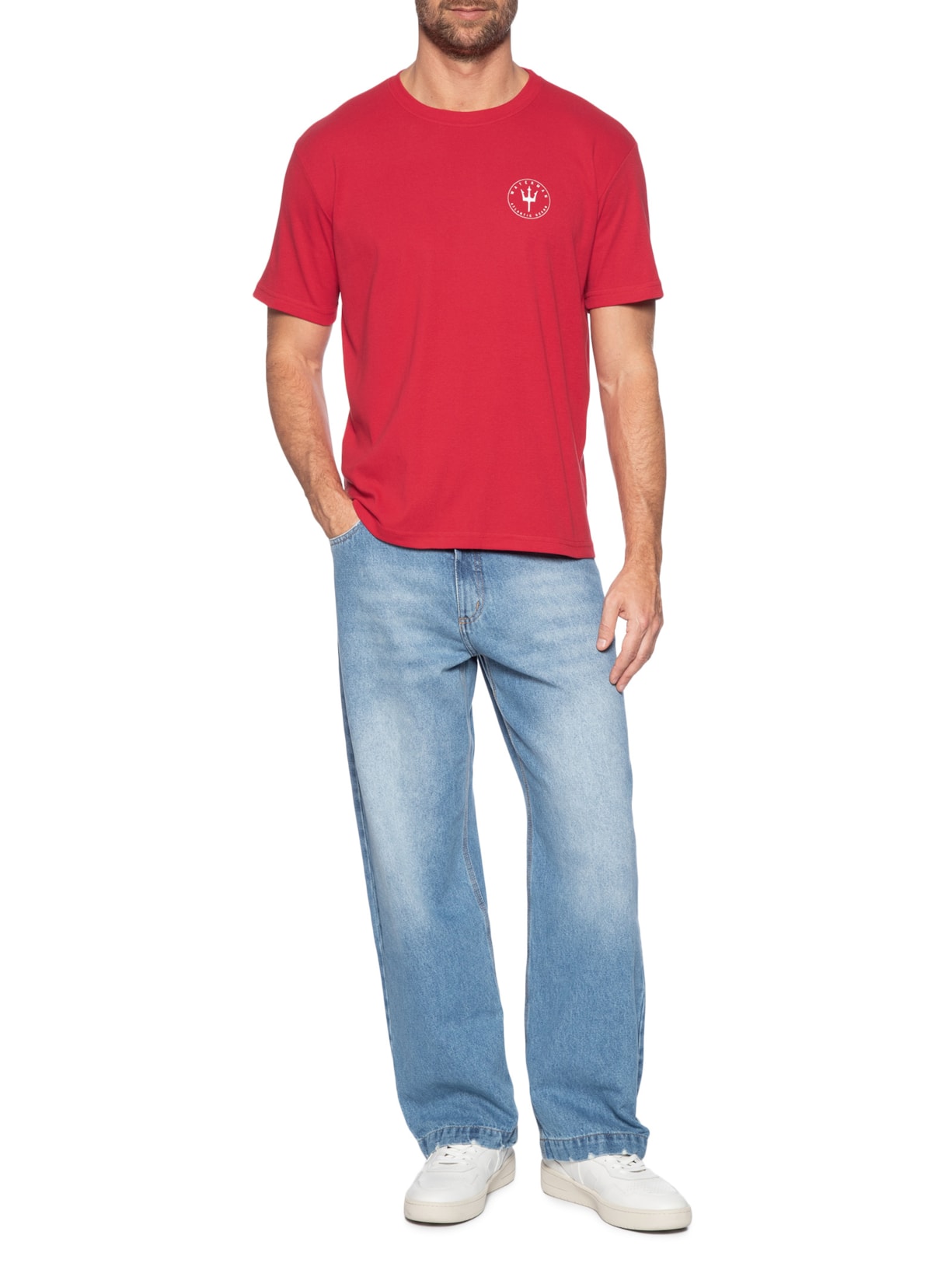 Camiseta Masculina Manga Curta Gola Careca Waterman Over Vermelho Osklen