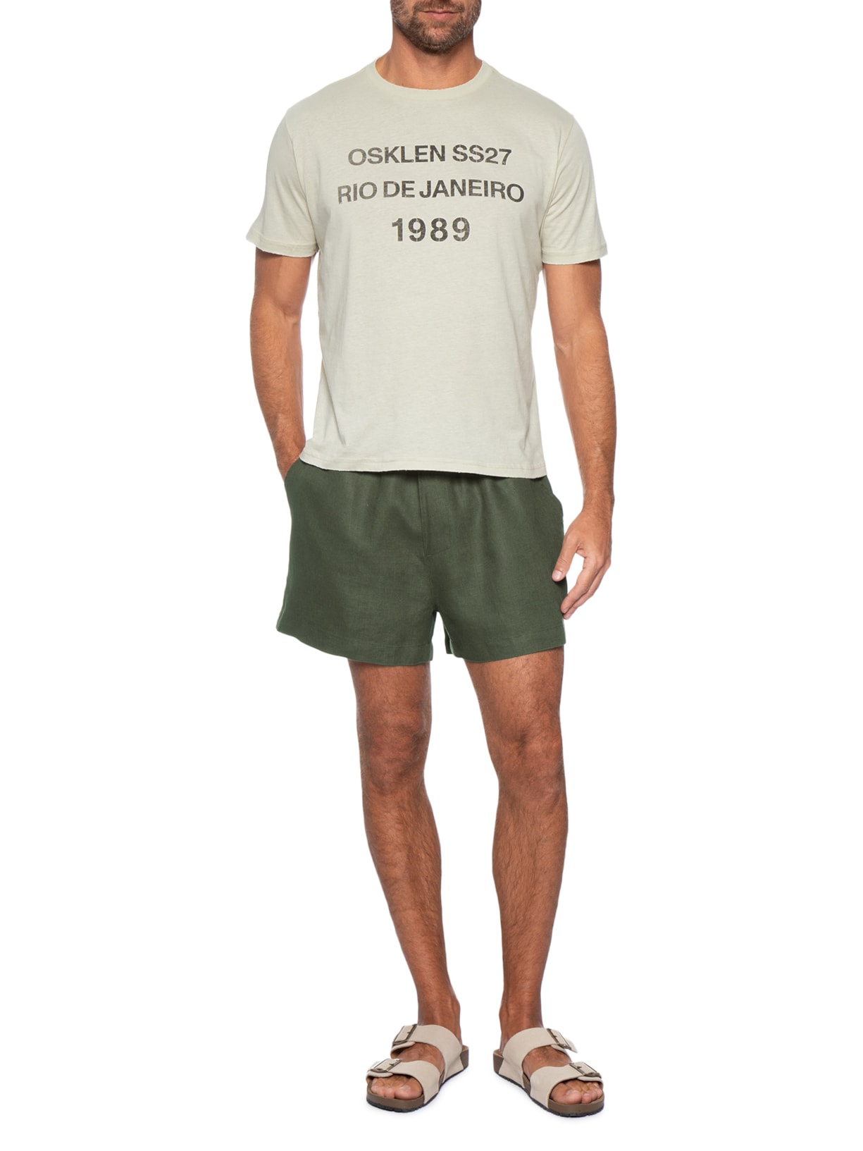 Camiseta Masculina Manga Curta Gola Carta SS27 Off White Osklen