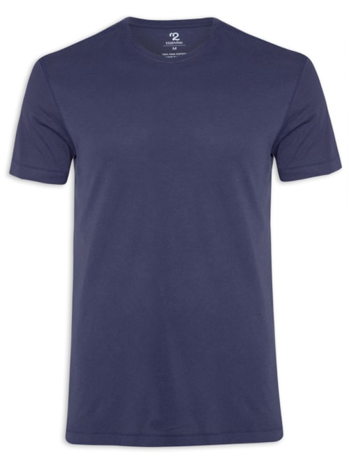 Camiseta Masculina Manga Curta Gola Redonda Regular Fit - Azul