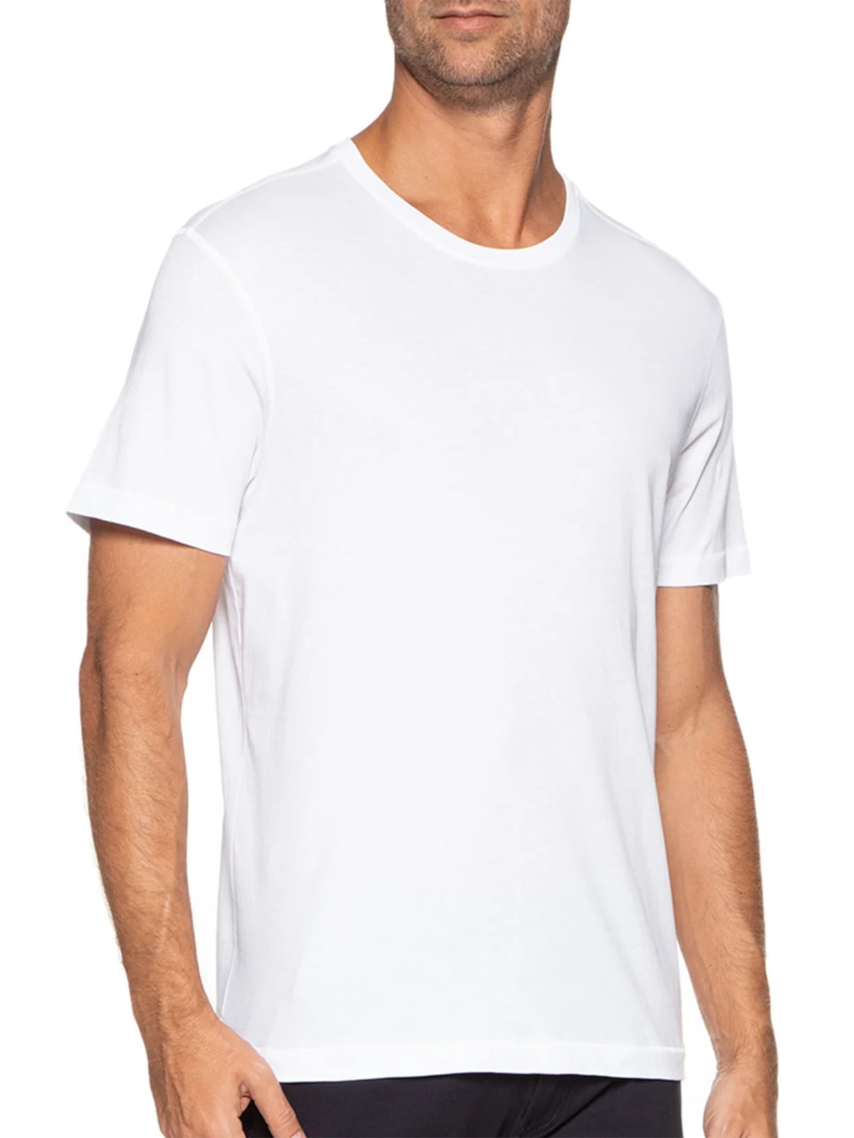 Camiseta Masculina Manga Curta Gola Redonda Regular Fit Branco  '2 Essential