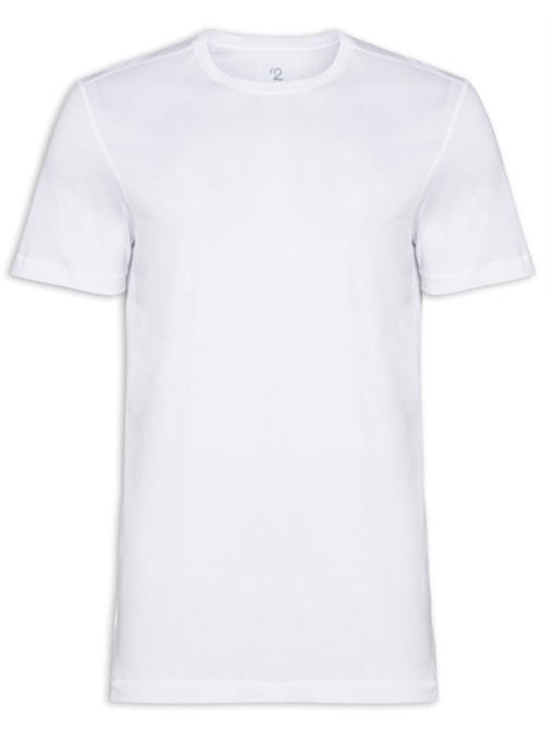 Camiseta Masculina Manga Curta Gola Redonda Regular Fit - Branco