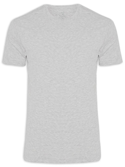 Camiseta Masculina Manga Curta Gola Redonda Regular Fit - Cinza