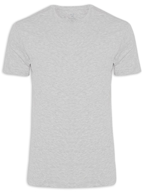 Camiseta Masculina Manga Curta Gola Redonda Regular Fit - Cinza