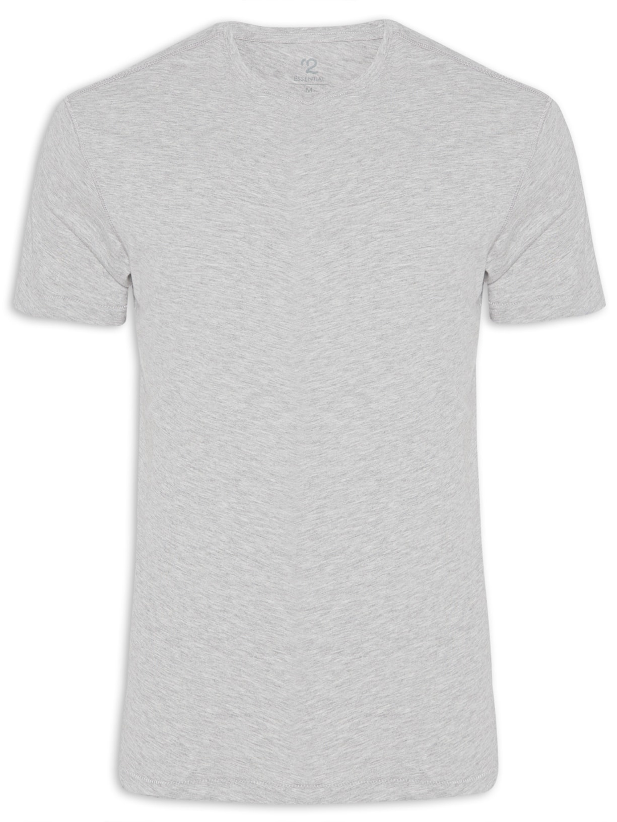 Camiseta Masculina Manga Curta Gola Redonda Regular Fit Cinza '2 Essential