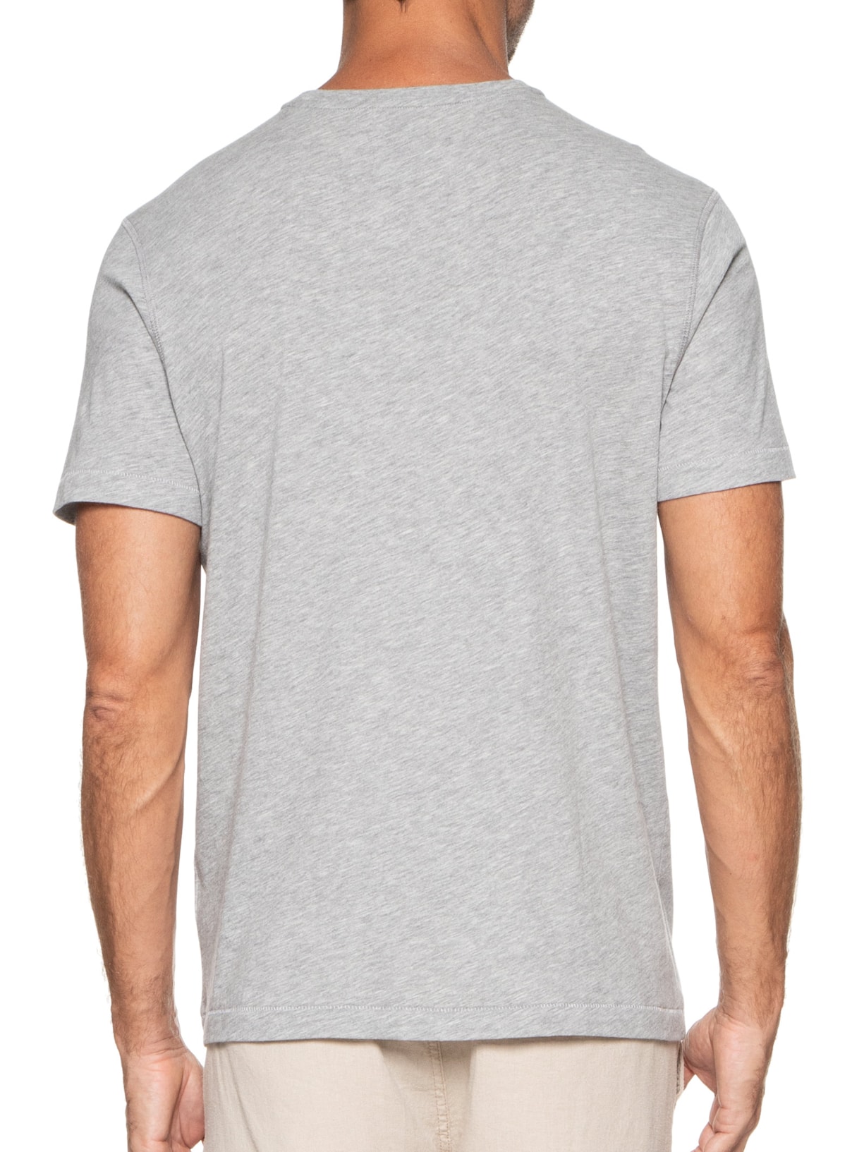 Camiseta Masculina Manga Curta Gola Redonda Regular Fit Cinza '2 Essential