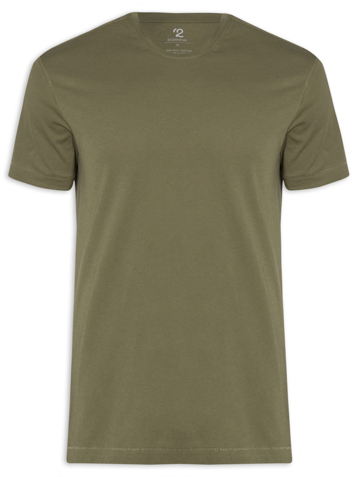 Camiseta Masculina Manga Curta Gola Redonda Regular Fit Verde '2 Essential