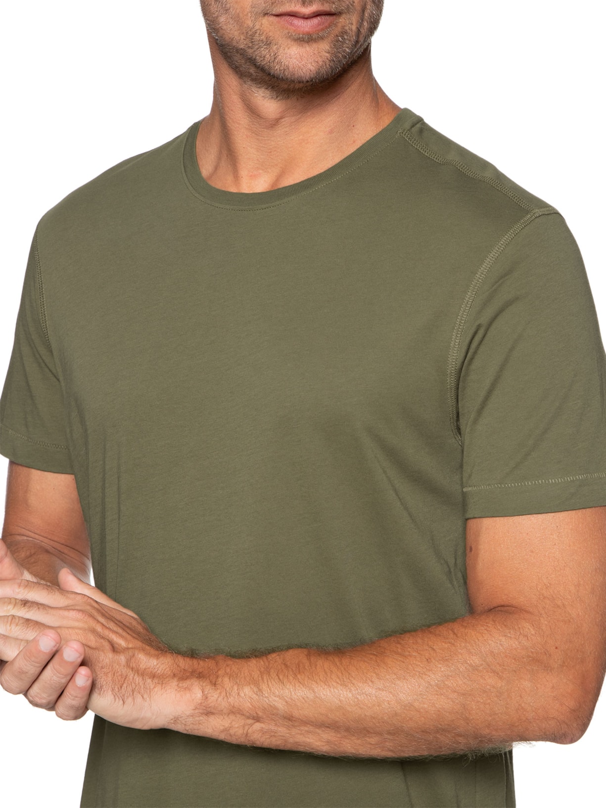 Camiseta Masculina Manga Curta Gola Redonda Regular Fit Verde '2 Essential