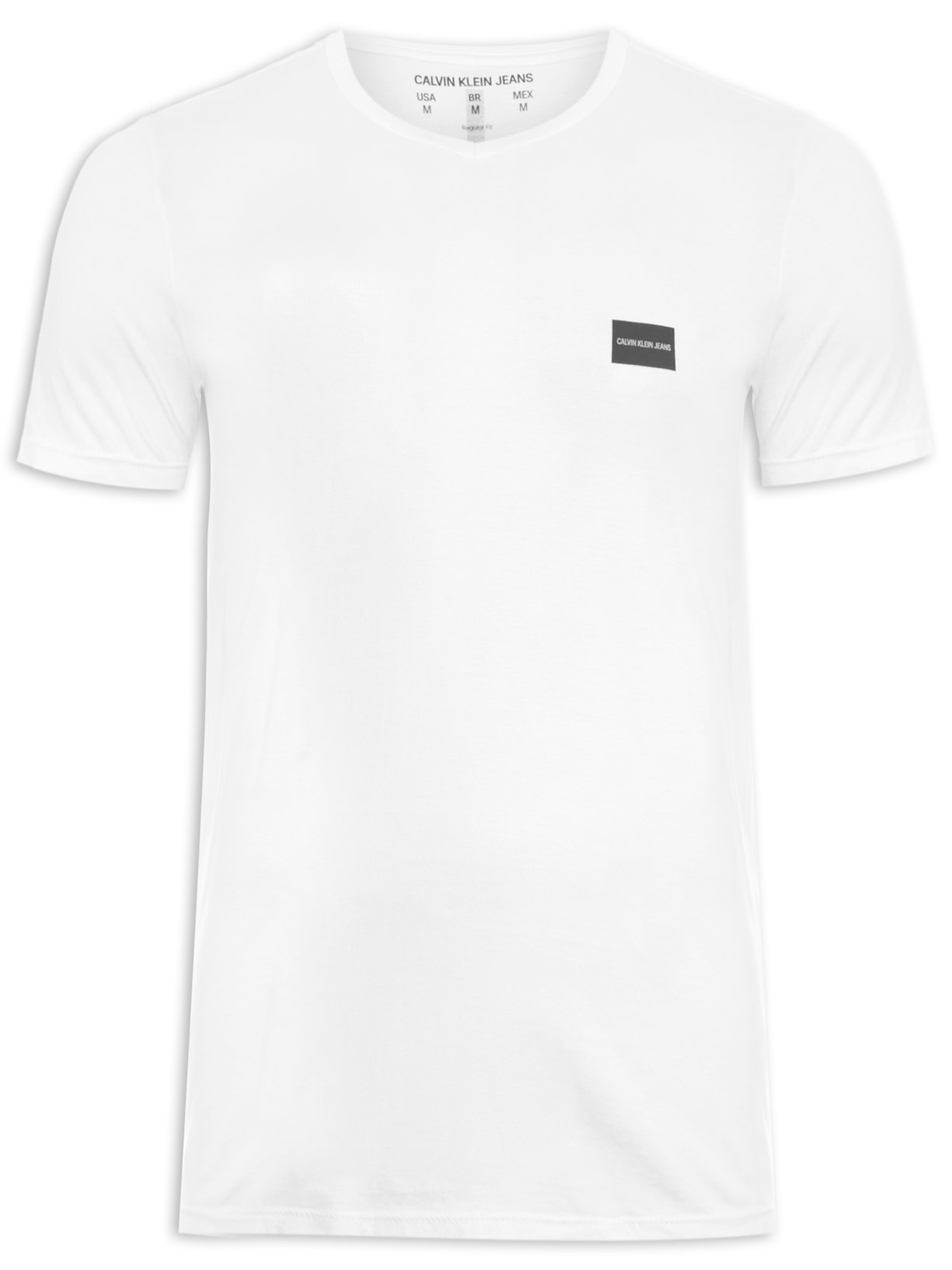 Camiseta Masculina Manga Curta Gola V Logo Ret - Branco