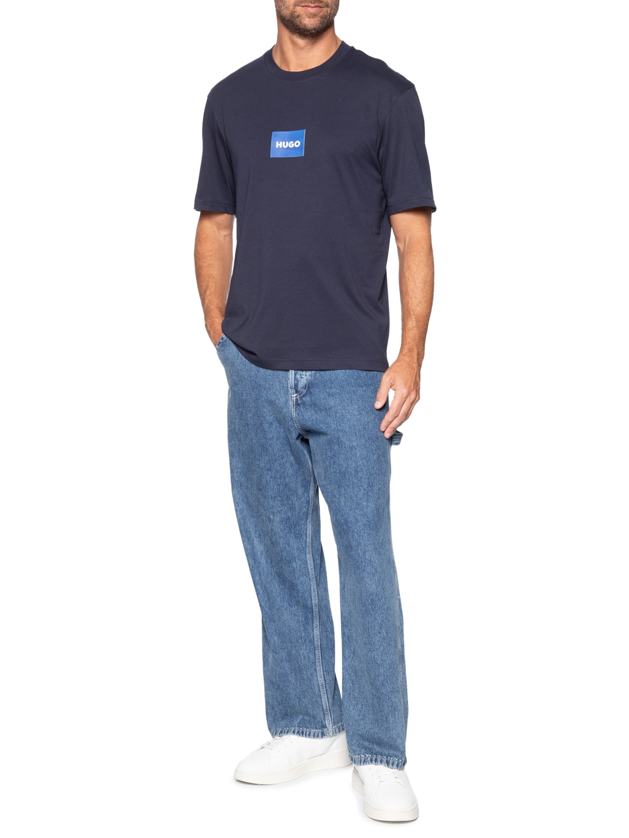 Camiseta Masculina Manga Curta Goloa Careca Nayonix Azul Hugo