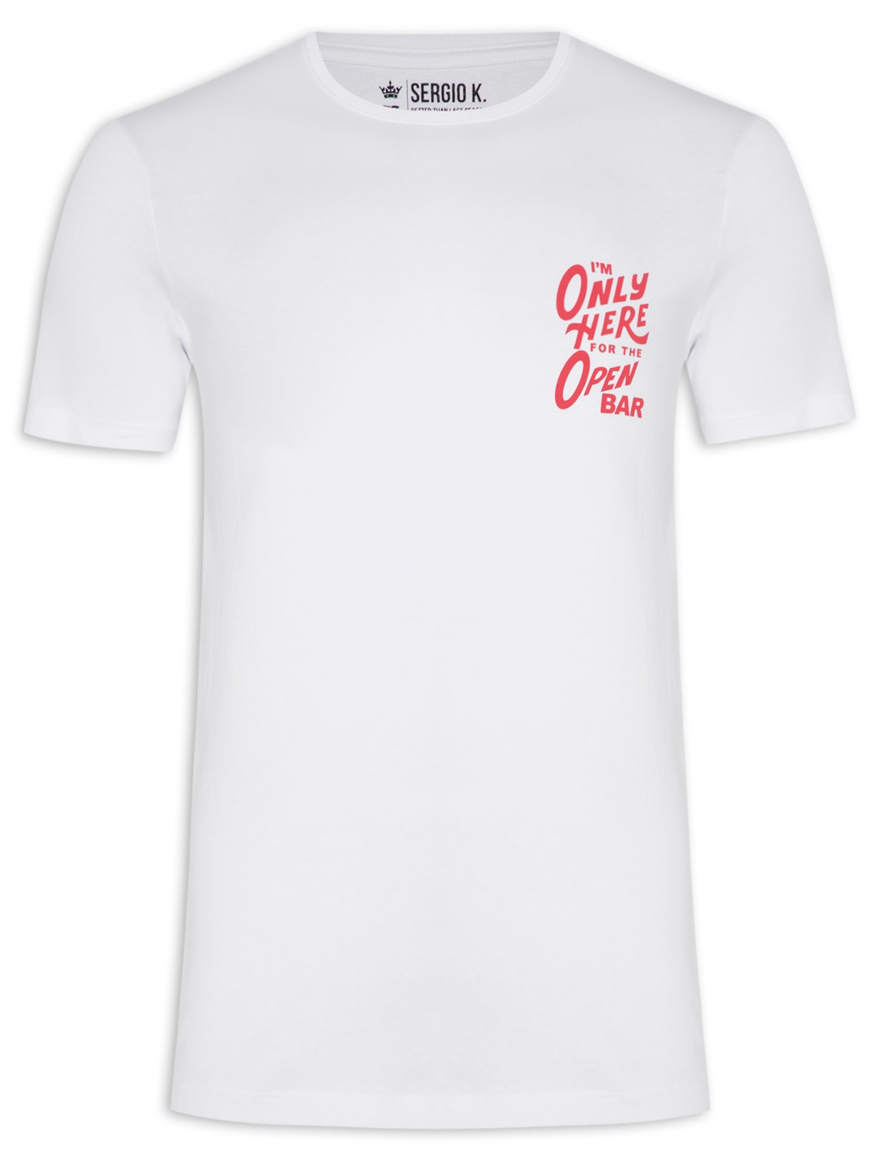 Camiseta Masculina Manga Curta Here For Open Bar - Branco