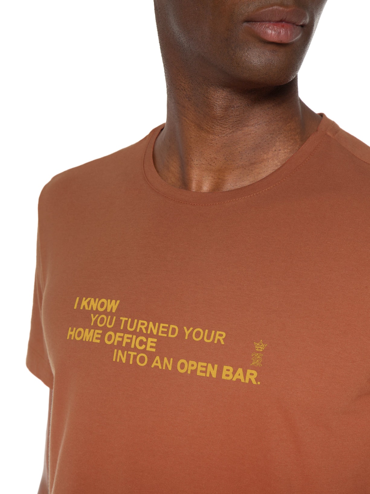 Camiseta Masculina Manga Curta Home Office Open Bar Marrom Sergio K