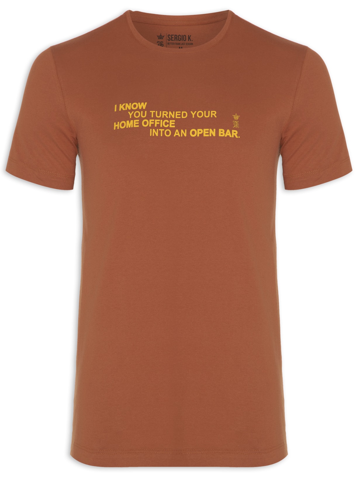 Camiseta Masculina Manga Curta Home Office Open Bar - Marrom