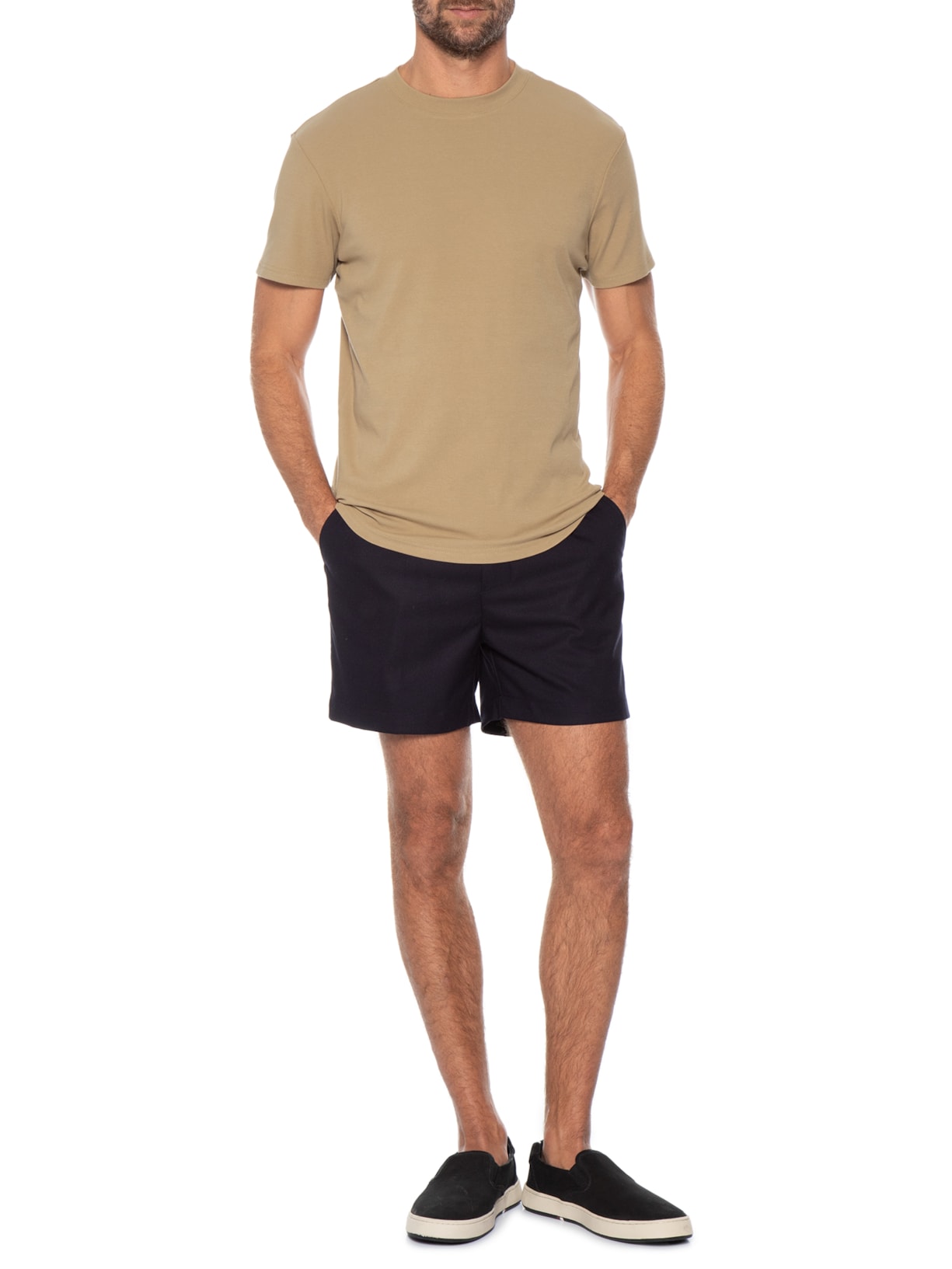 Camiseta Masculina Manga Curta Interlock New Bege Foxton