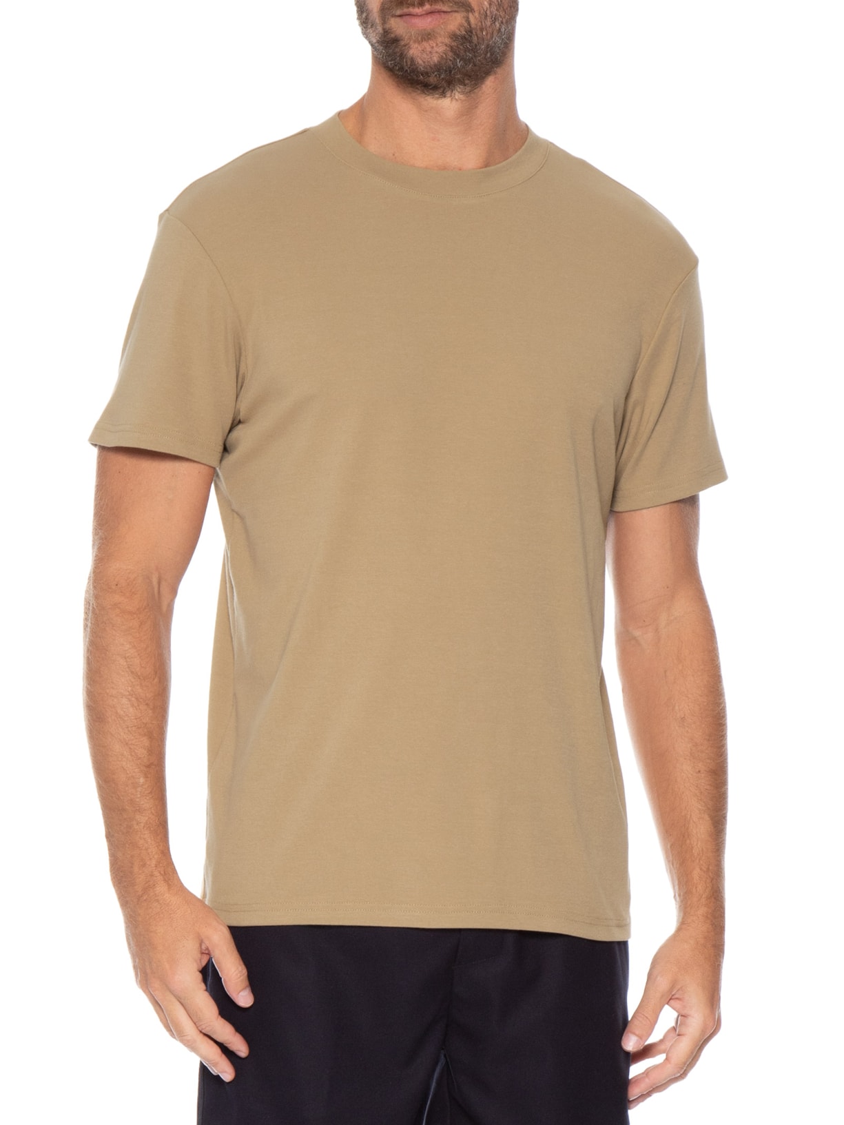 Camiseta Masculina Manga Curta Interlock New Bege Foxton