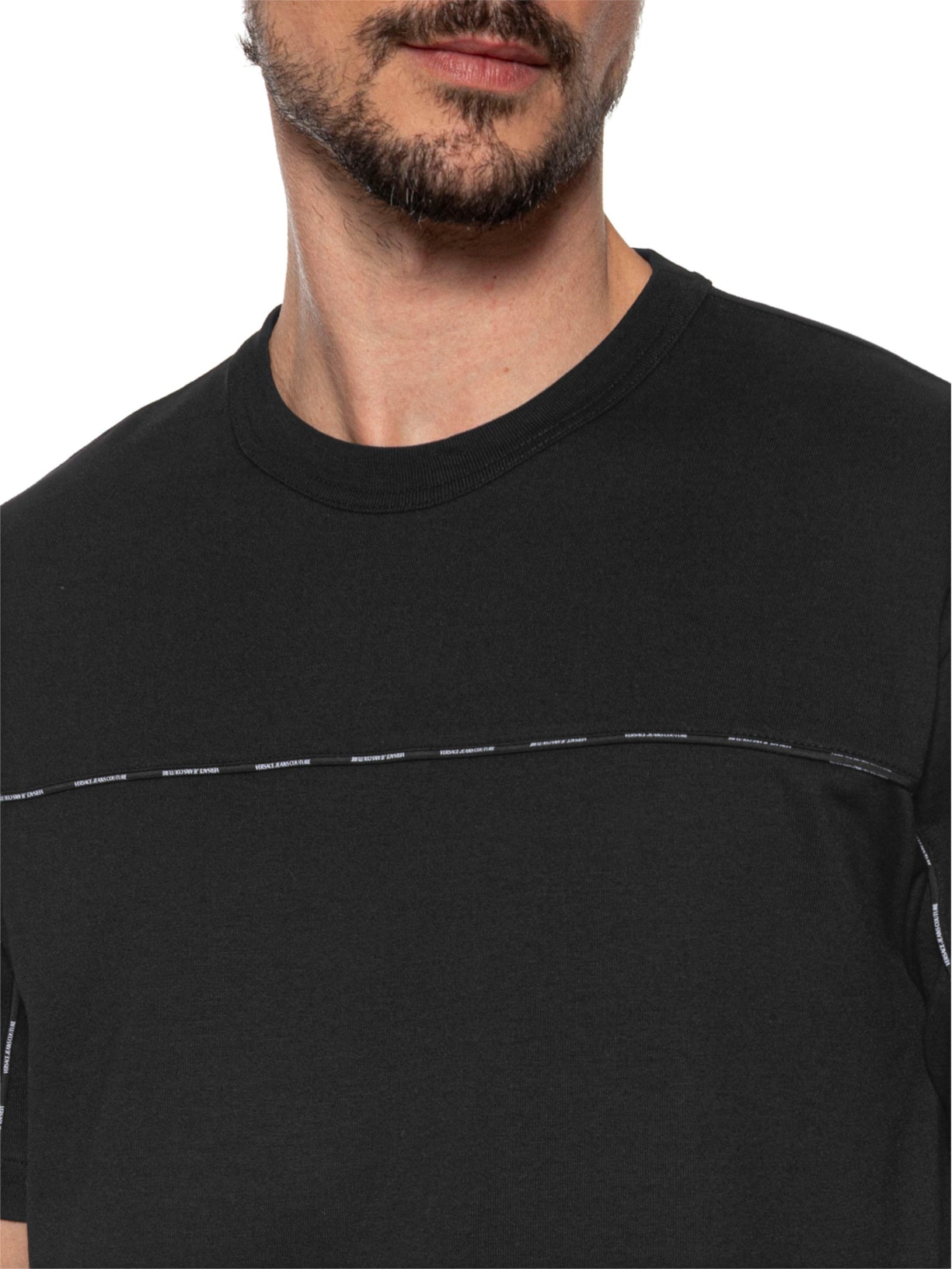 Camiseta Masculina Manga Curta Interlock Preto  Versace Jeans Couture