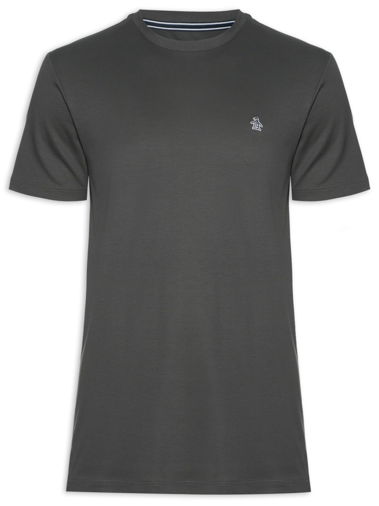 Camiseta Masculina Manga Curta, Interlonque Lisa Patch - Cinza