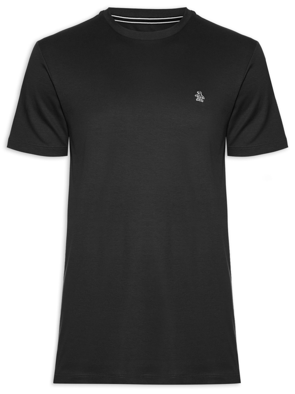 Camiseta Masculina Manga Curta Interloque Lisa Patch Preto Original Penguin