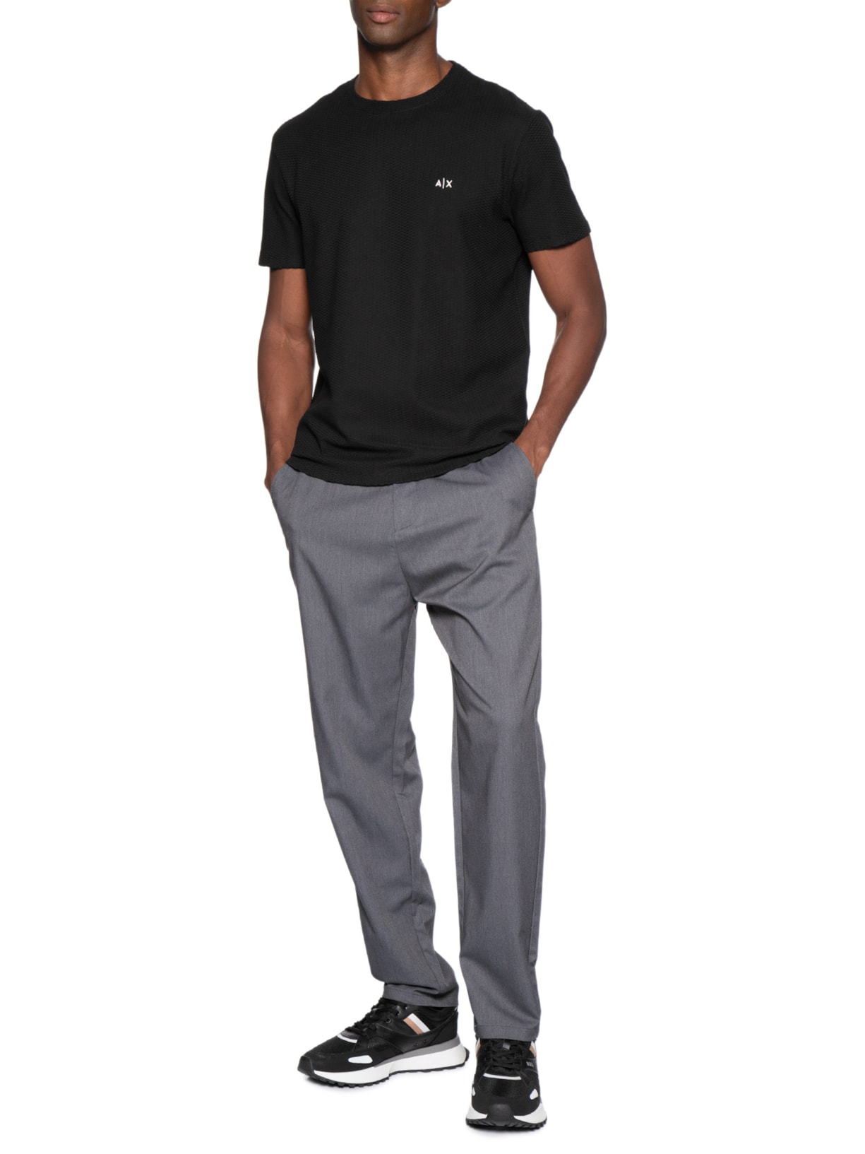 Camiseta Masculina Manga Curta Jaccquard Preto Armani Exchange