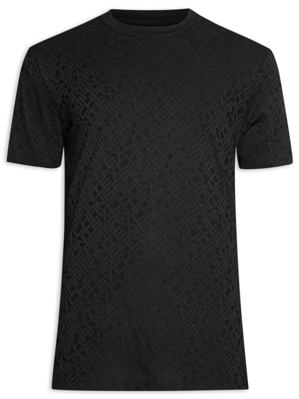 Camiseta Masculina Manga Curta Jacquard - Preto