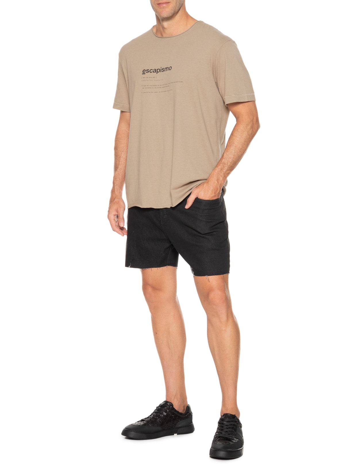 Camiseta Masculina Manga Curta Juta Escapismo Bege Osklen