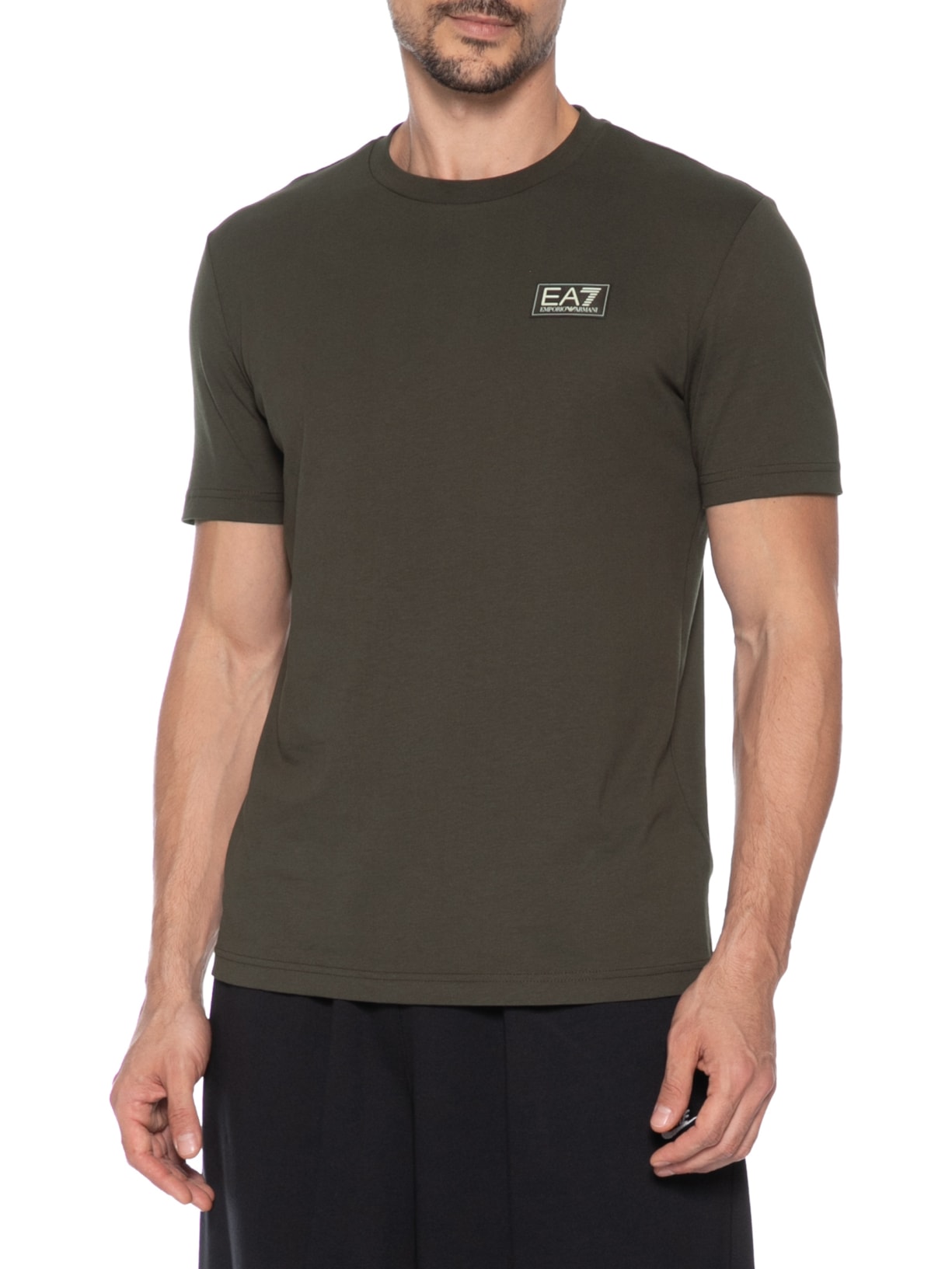 Camiseta Masculina Manga Curta Label Train Refined Tee Marrom Ea7 Emporio Armani