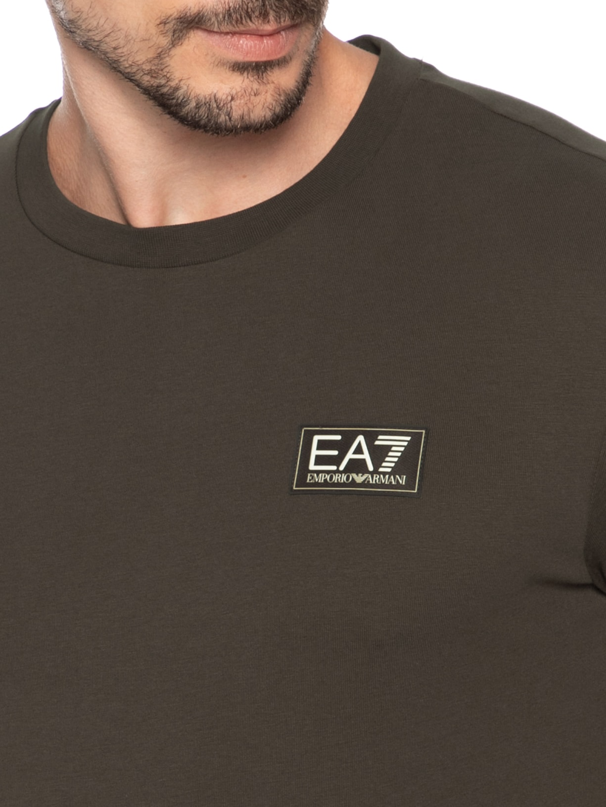 Camiseta Masculina Manga Curta Label Train Refined Tee Marrom Ea7 Emporio Armani