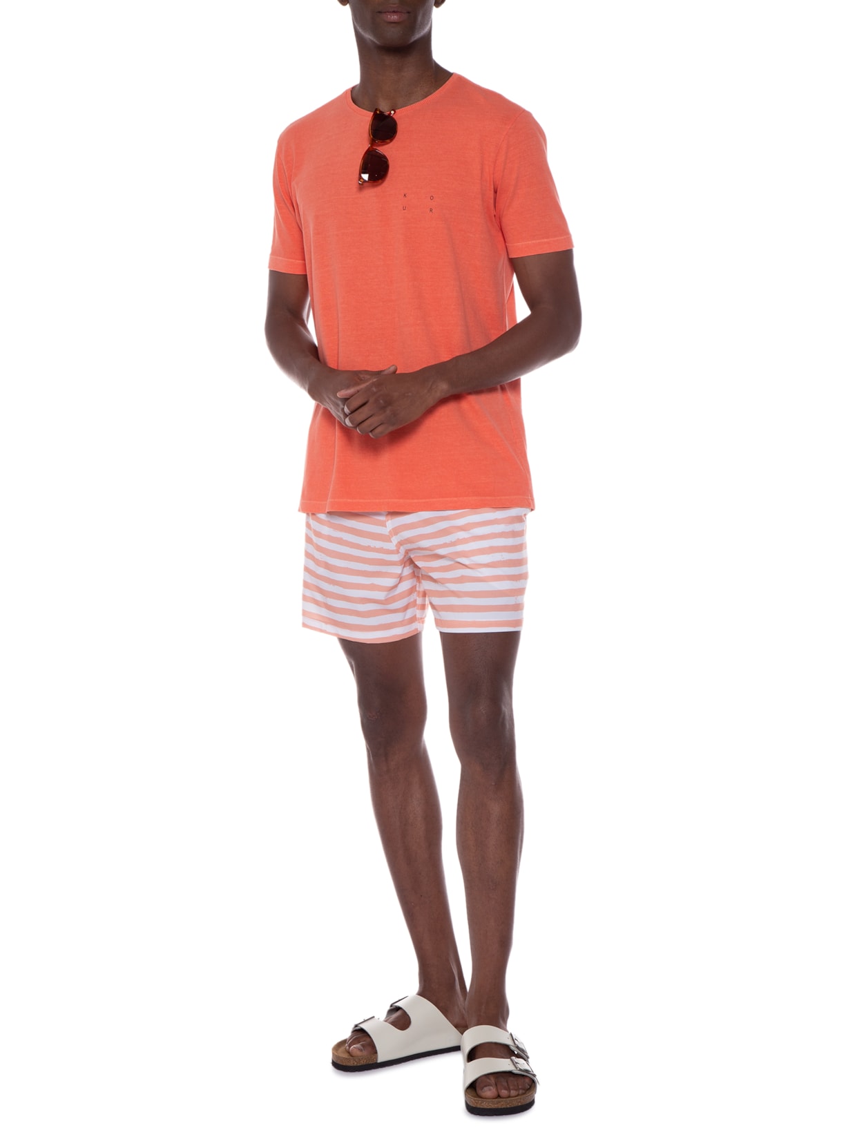 Camiseta Masculina Manga Curta Laranja Kour