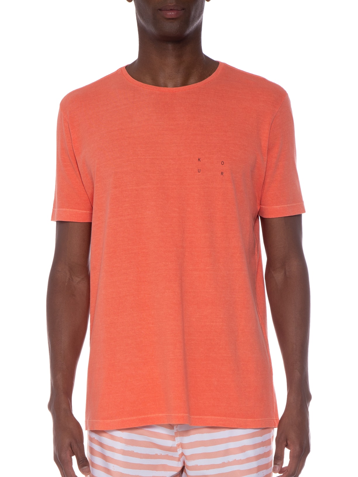 Camiseta Masculina Manga Curta Laranja Kour