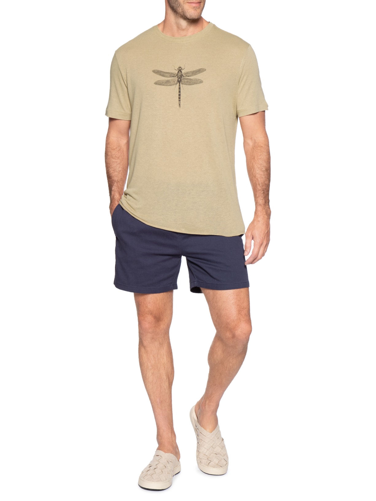 Camiseta Masculina Manga Curta Light Lin – Bege Osklen