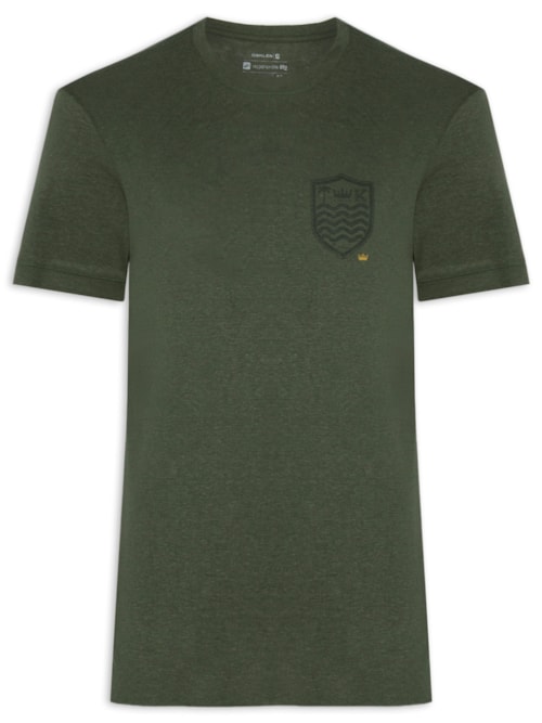 Camiseta Masculina Manga Curta Light Linen Brasão Mc - Verde