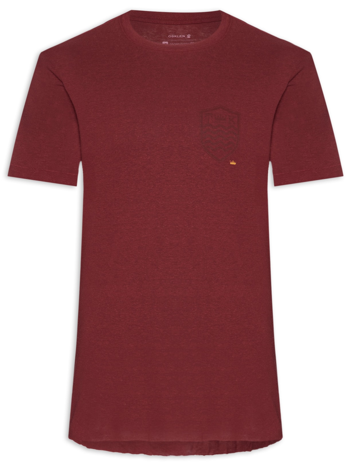Camiseta Masculina Manga Curta Light Linen Brasão Mc Vinho Osklen
