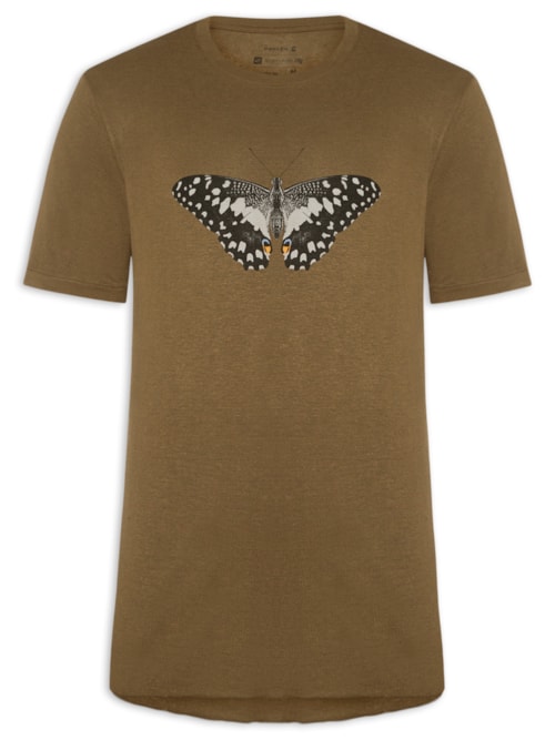 Camiseta Masculina Manga Curta Light Linen Butterfly - Marrom
