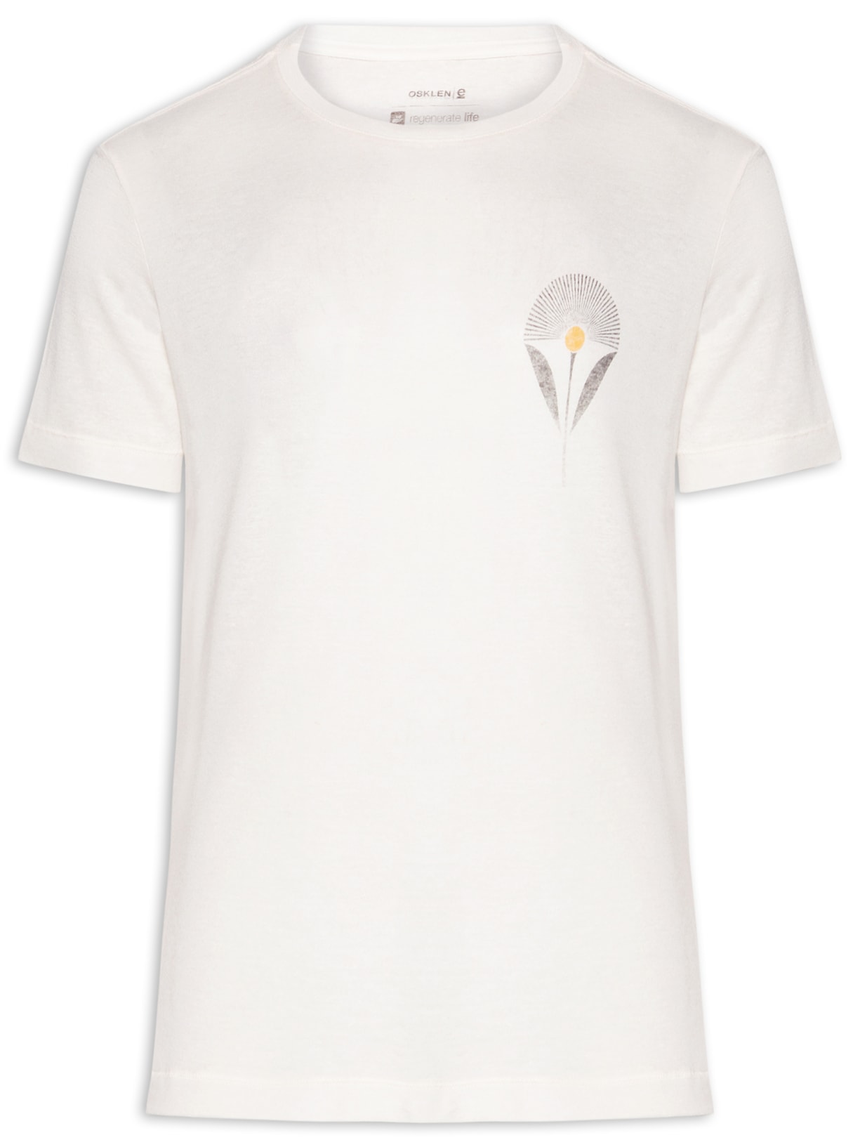 Camiseta Masculina Manga Curta Light Linen Flower Sun Branco Osklen