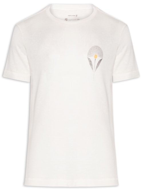 Camiseta Masculina Manga Curta Light Linen Flower Sun - Branco