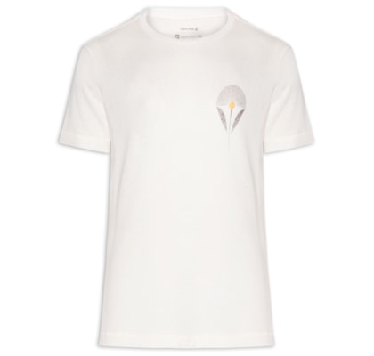 Camiseta Masculina Manga Curta Light Linen Flower Sun - Branco