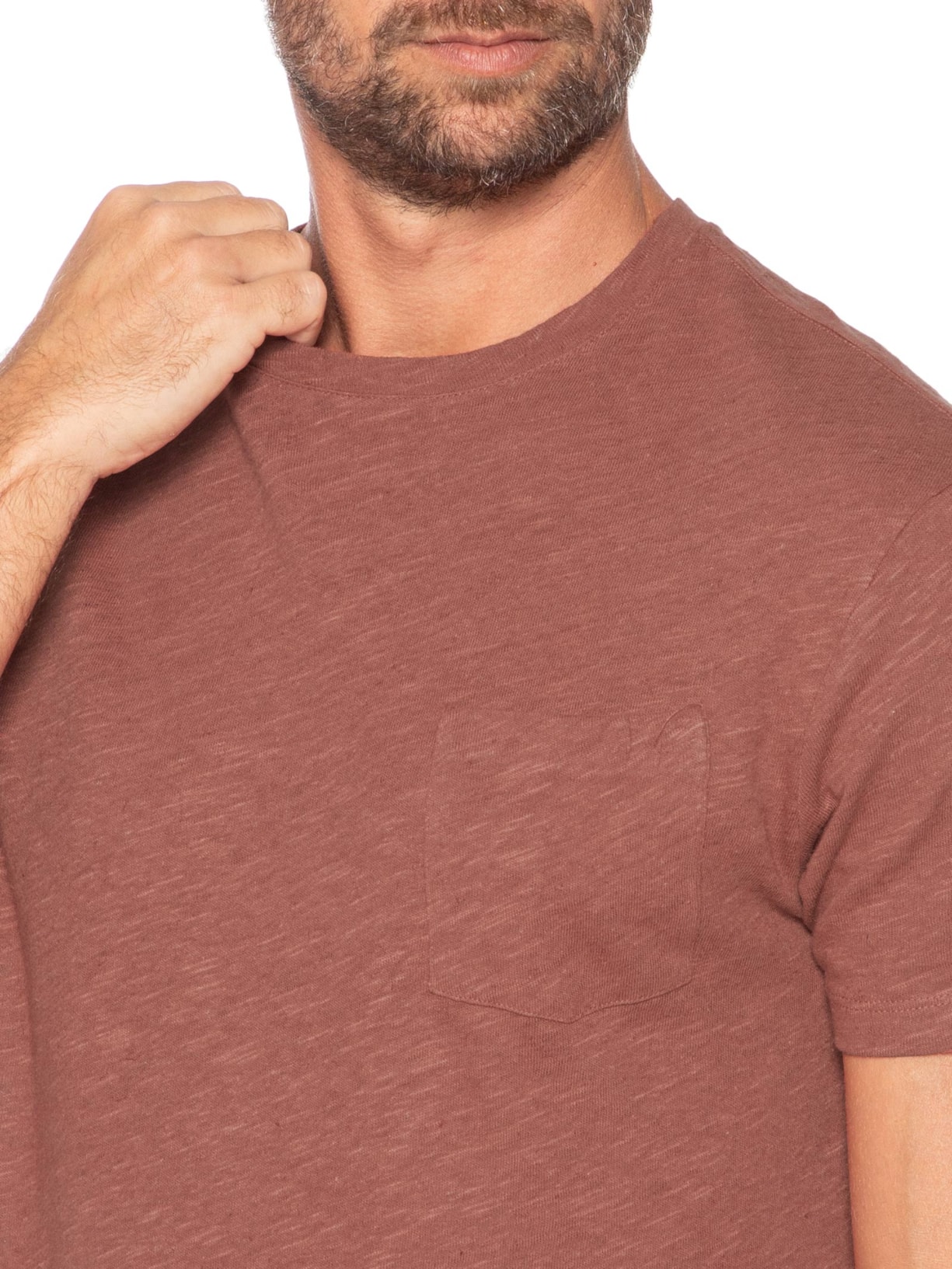 Camiseta Masculina Manga Curta Light Linen Vermelho Foxton