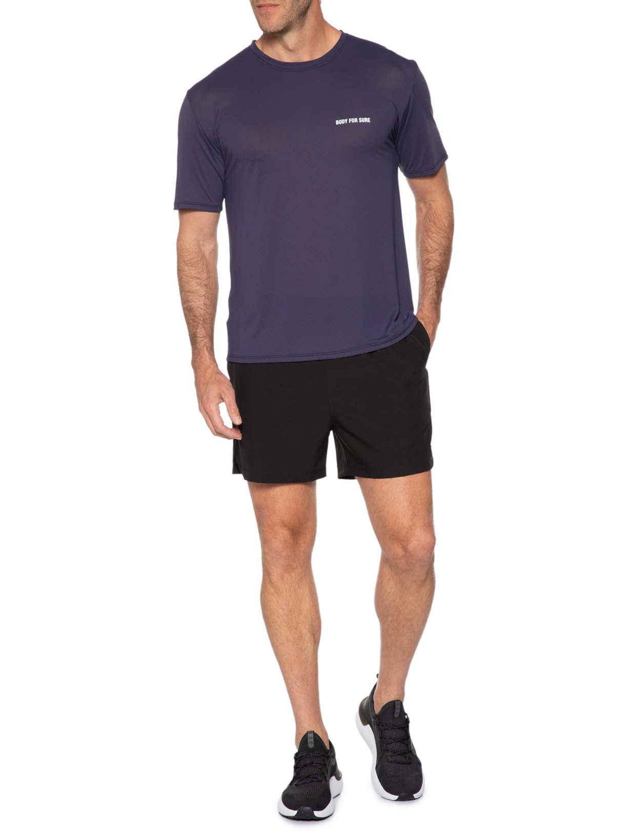 Camiseta Masculina Manga Curta Lisa Azul Body For Sure