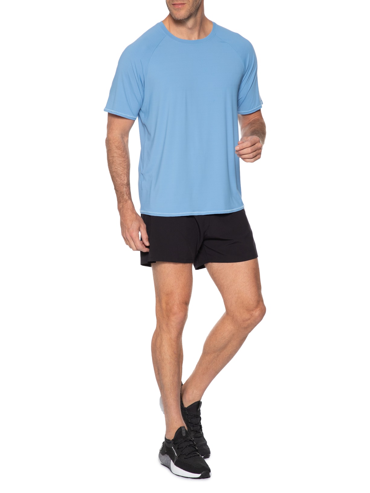 Camiseta Masculina Manga Curta Lisa Azul Body For Sure