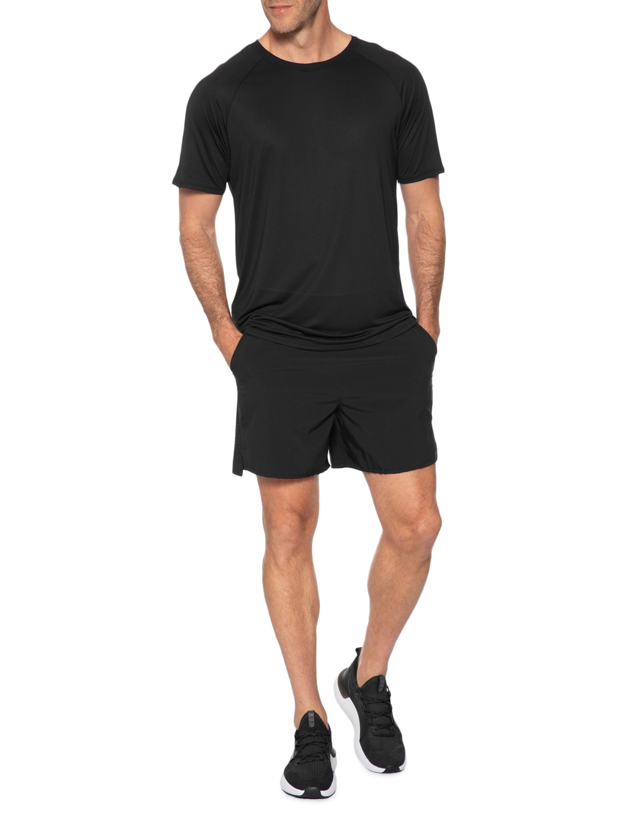 Camiseta Masculina Manga Curta Lisa Preto Body For Sure