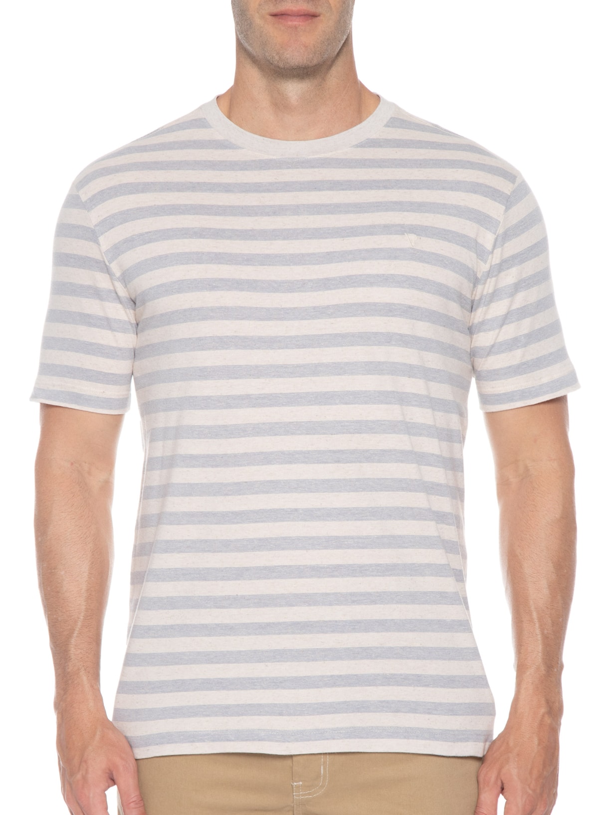 Camiseta Masculina Manga Curta Listrado Space Bege Vr