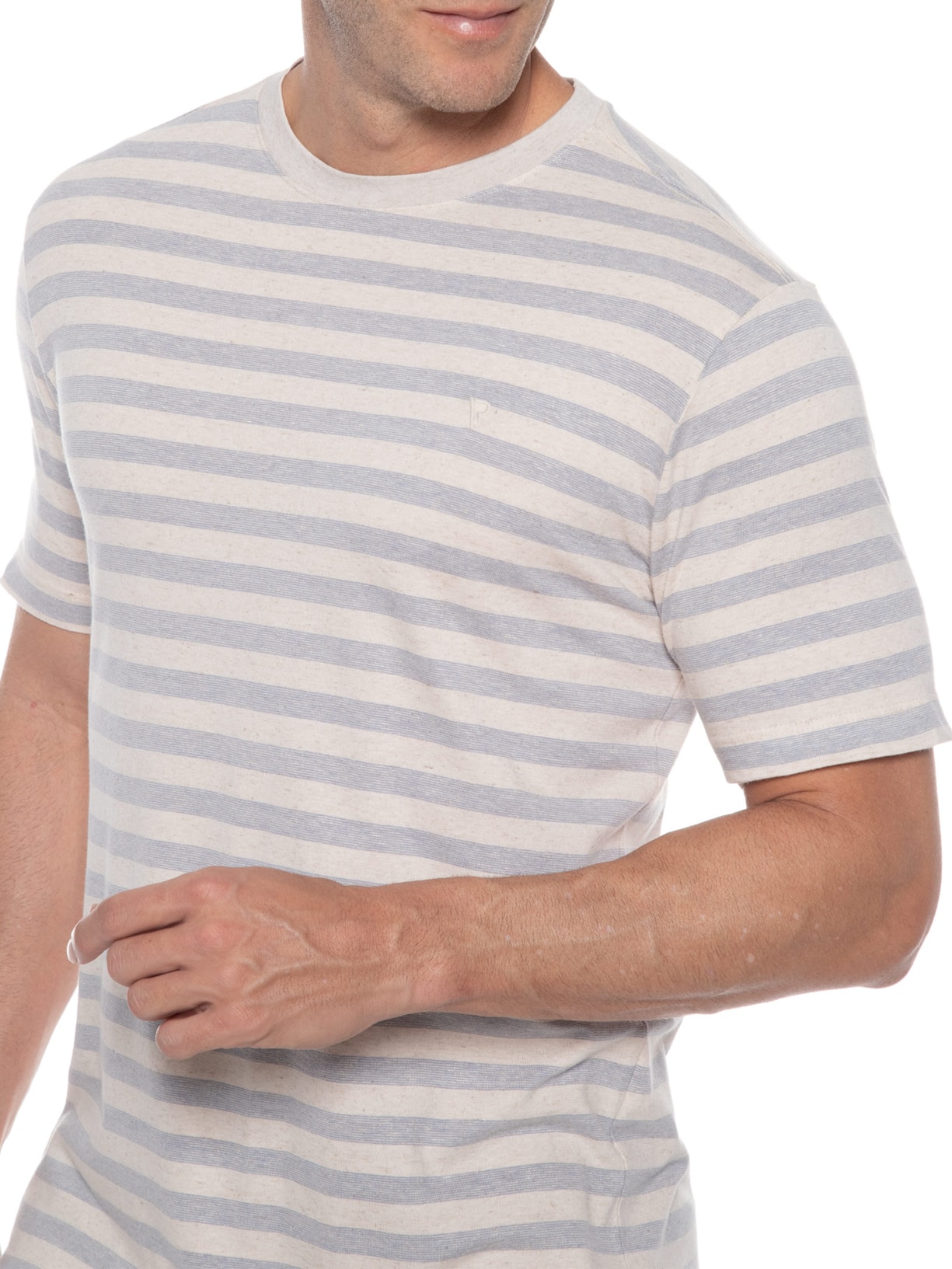 Camiseta Masculina Manga Curta Listrado Space Bege Vr