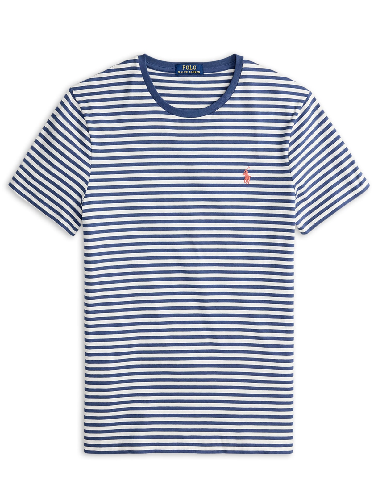 Camiseta Masculina Manga Curta Listras Slim Fit - Azul