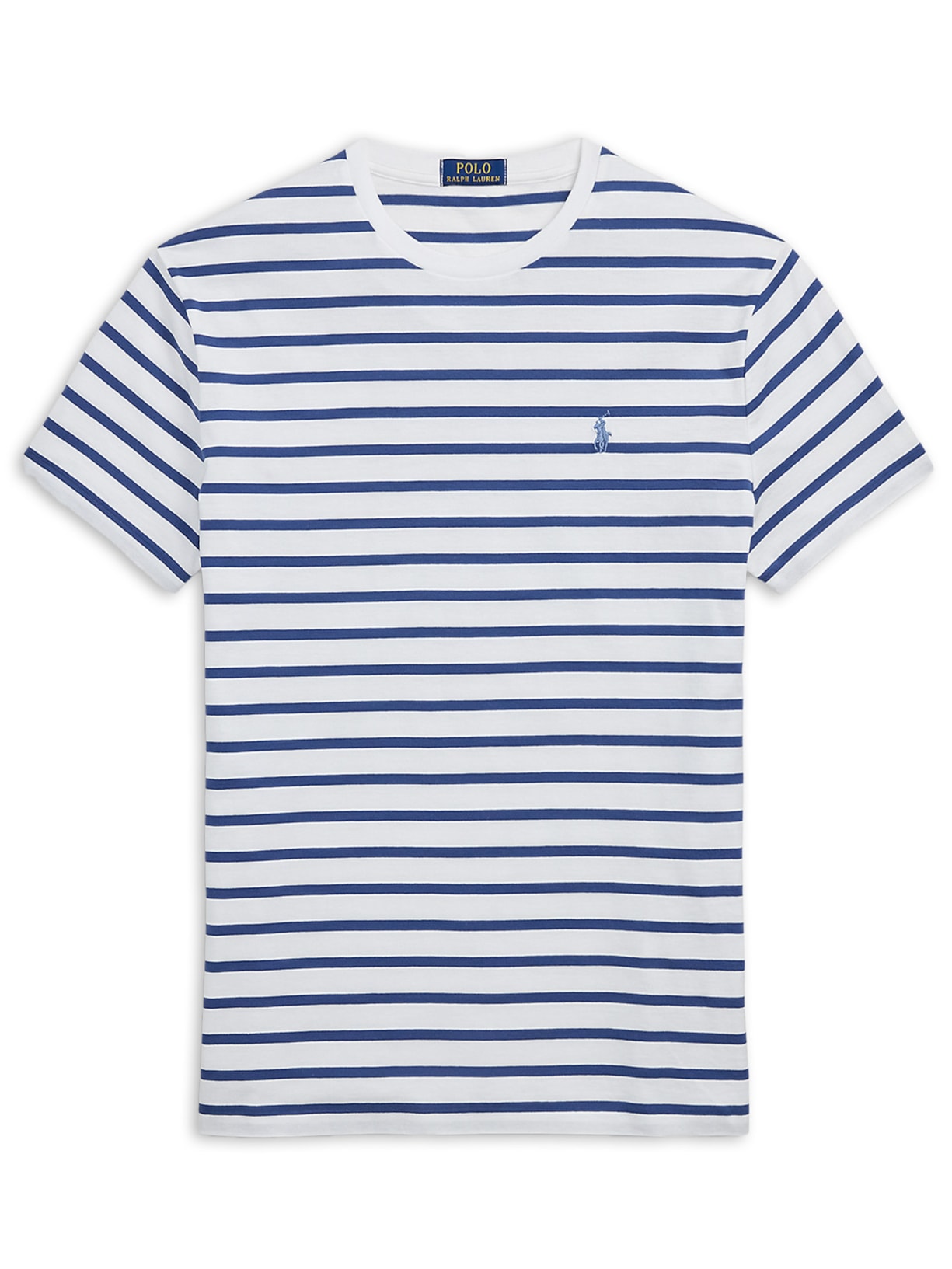 Camiseta Masculina Manga Curta Listras Slim Fit Branco Polo Ralph Lauren