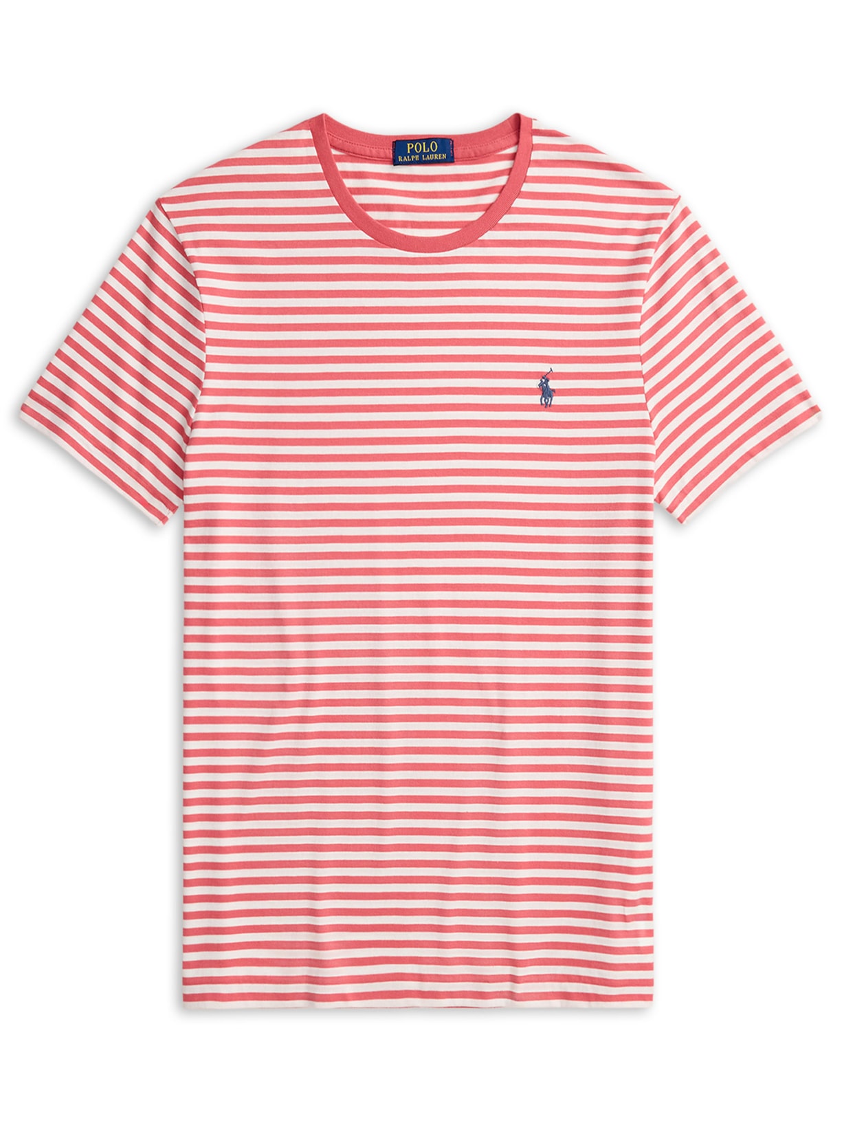 Camiseta Masculina Manga Curta Listras Slim Fit Vermelho Polo Ralph Lauren