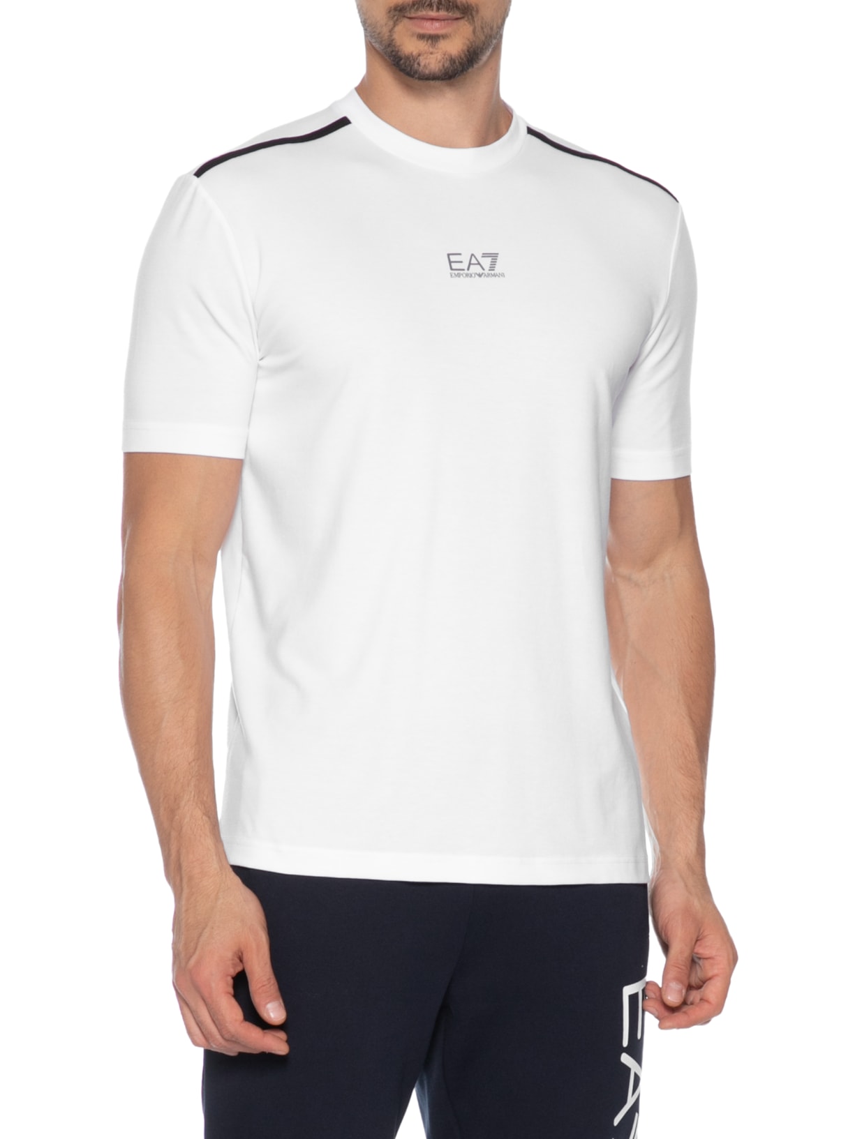 Camiseta Masculina Manga Curta Listras Ventus7 Tee Branco Ea7 Emporio Armani