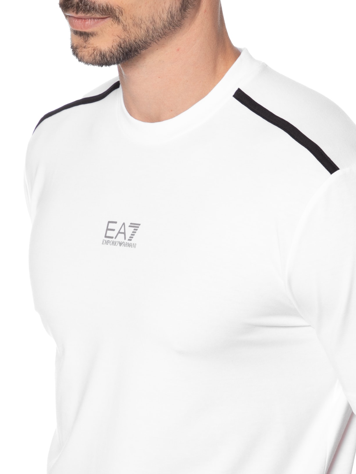 Camiseta Masculina Manga Curta Listras Ventus7 Tee Branco Ea7 Emporio Armani