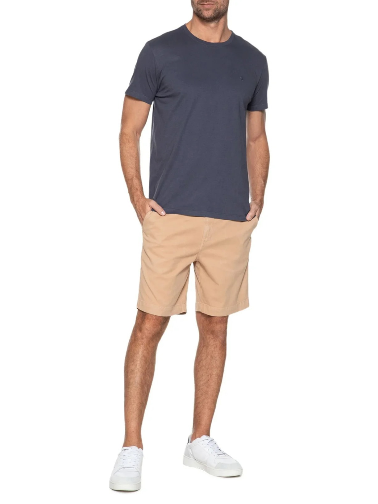 Camiseta Masculina Manga Curta Logo Azul Foxton