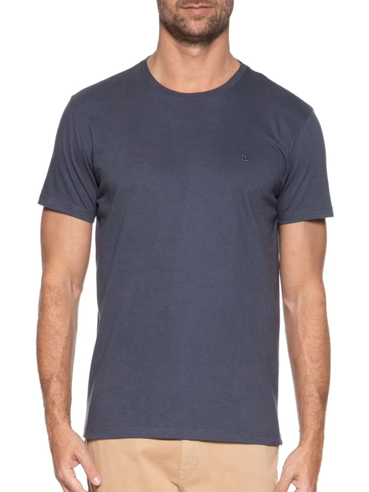 Camiseta Masculina Manga Curta Logo Azul Foxton