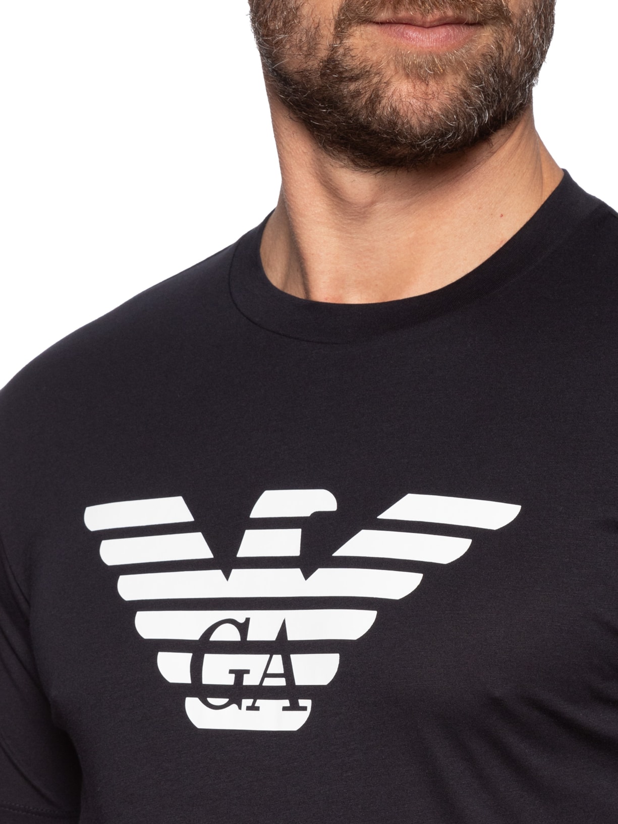 Camiseta Masculina Manga Curta Logo Azul Emporio Armani